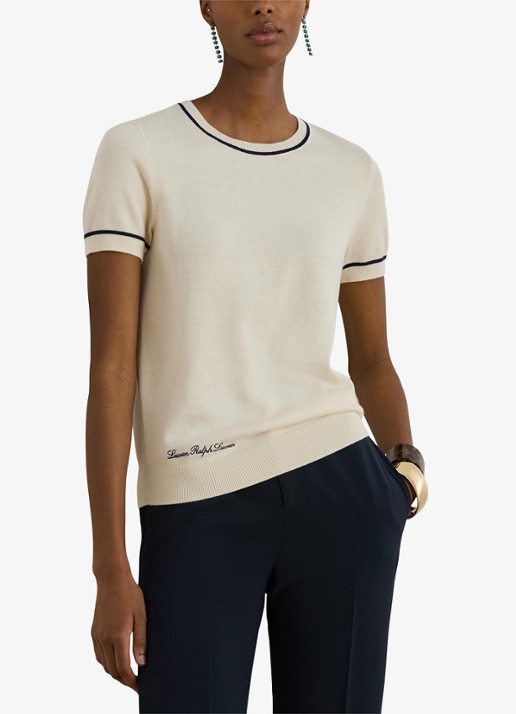 Ralph Lauren Fijngebreide top met logoborduring - detail 4 creme