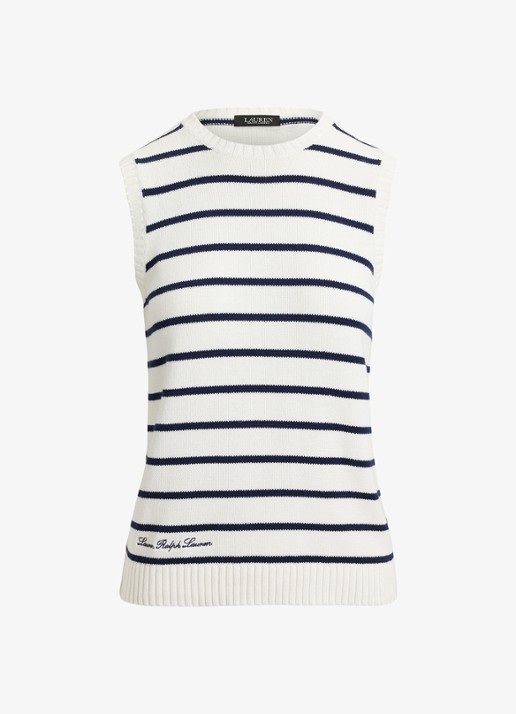Ralph Lauren Fijngebreide top met streepprint - voorkant 2 wit