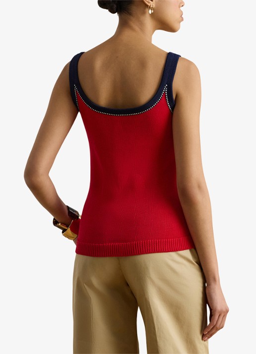 Ralph Lauren Fijngebreide top met stretch - achterkant 3 cruise red multi / rood