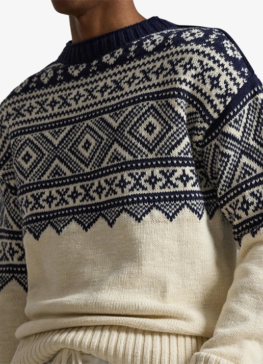 Ralph Lauren Fijngebreide trui in kasjmierblend met ingebreid patroon - detail 5 cream combo / creme