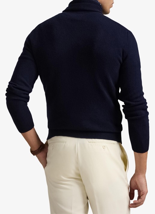 Ralph Lauren Fijngebreide trui in wolblend met col  - achterkant 5 blauw