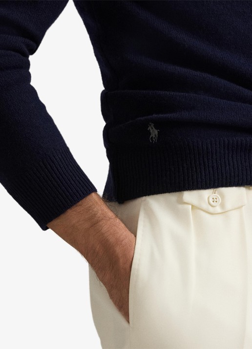 Ralph Lauren Fijngebreide trui in wolblend met col  - detail 4 blauw