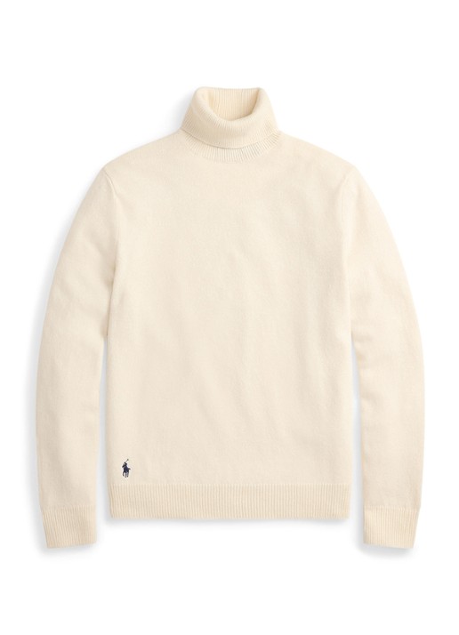 Ralph Lauren Fijngebreide trui in wolblend met col  - voorkant 3 andover cream / creme
