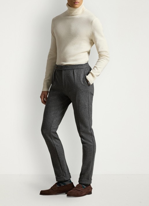 Ralph Lauren Fijngebreide trui in wolblend met col  - voorkant 4 andover cream / creme