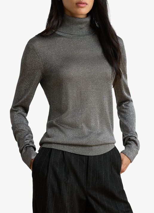 Ralph Lauren Fijngebreide trui met col en metallic finish