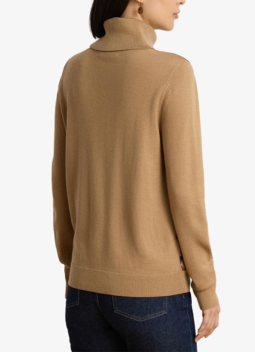 Ralph Lauren Fijngebreide trui met col en print - achterkant 3 camel multi / beige