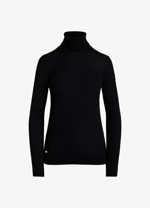 Ralph Lauren Fijngebreide trui met col - voorkant 2 black / zwart