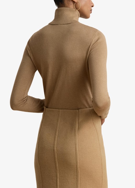 Ralph Lauren Fijngebreide trui met col - achterkant 5 lauren camel / beige