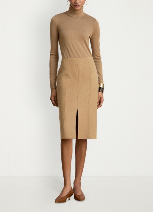 Ralph Lauren Fijngebreide trui met col - detail lauren camel / beige