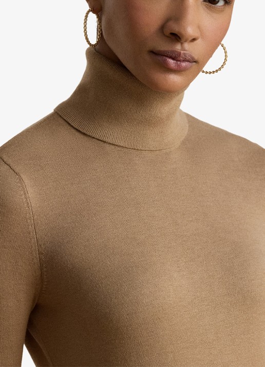 Ralph Lauren Fijngebreide trui met col - detail 2 lauren camel / beige