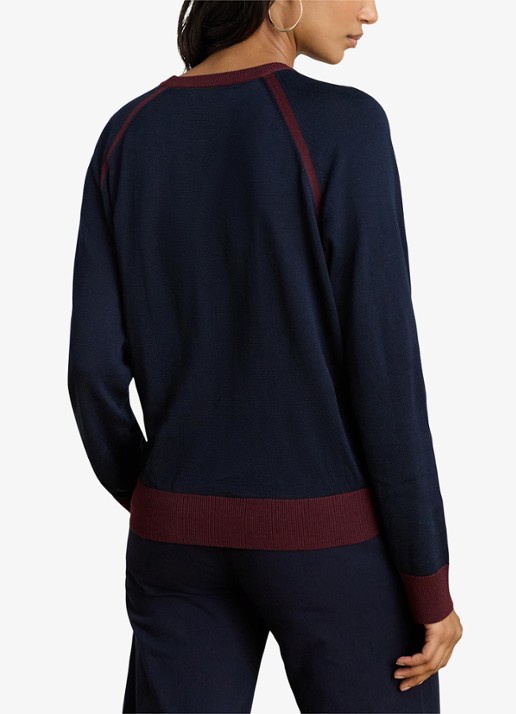 Ralph Lauren Fijngebreide trui met grafische print - achterkant lauren navy / donkerblauw