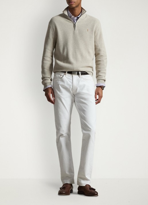Ralph Lauren Fijngebreide trui met halve rits en logoborduring