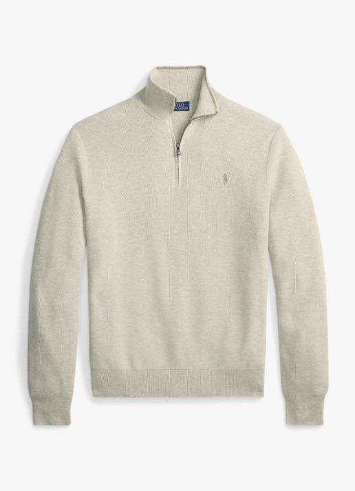 Ralph Lauren Fijngebreide trui met halve rits en logoborduring - voorkant 2 light walnut brown / brown