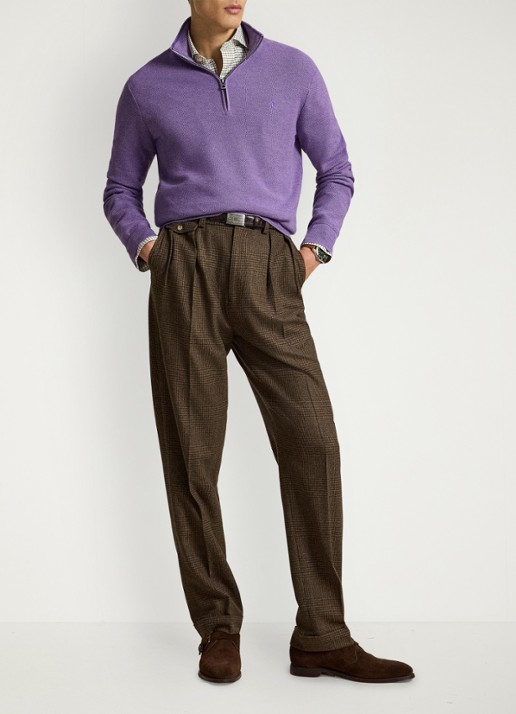 Ralph Lauren Fijngebreide trui met halve rits en logoborduring - detail 2 light coronet purple heather / lichtpaars