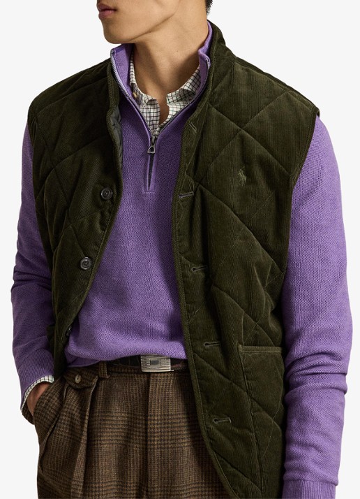 Ralph Lauren Fijngebreide trui met halve rits en logoborduring - detail 3 light coronet purple heather / lichtpaars