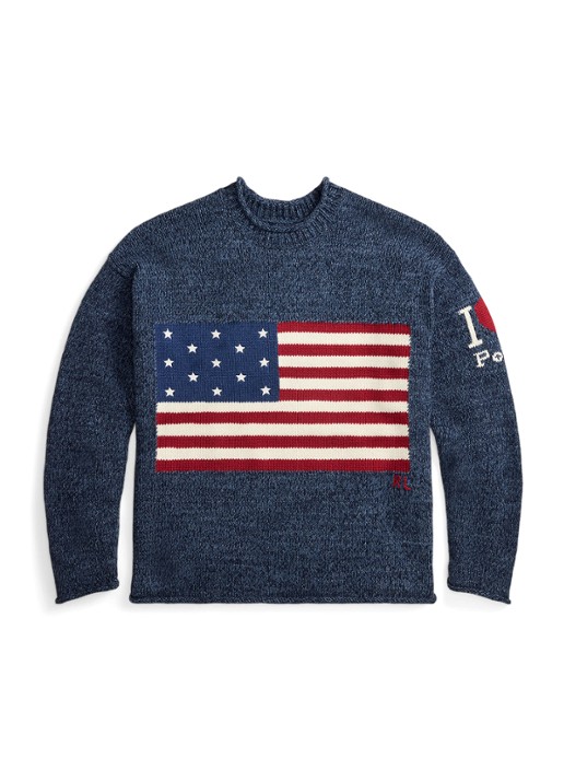 Ralph Lauren Fijngebreide trui met ingebreid patroon - voorkant 4 blue marl / blauw