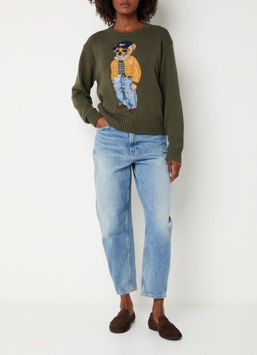Ralph Lauren Fijngebreide trui met ingebreide print - voorkant 4 bronsgroen