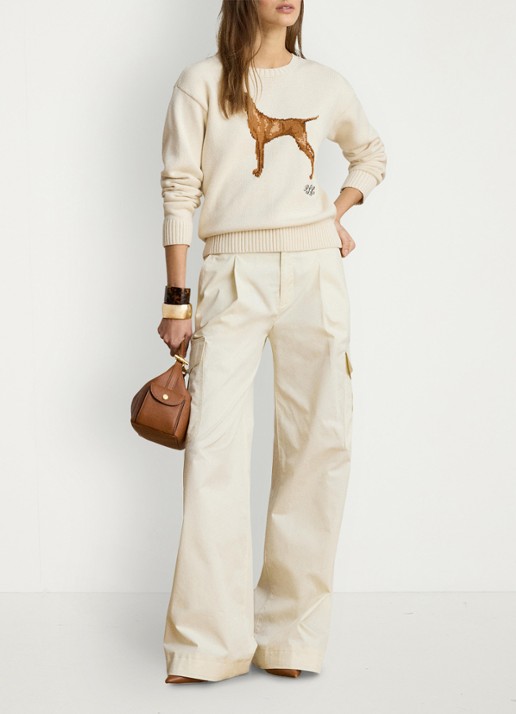 Ralph Lauren Fijngebreide trui met ingebreide print - voorkant 2 mascarpone crème / crème