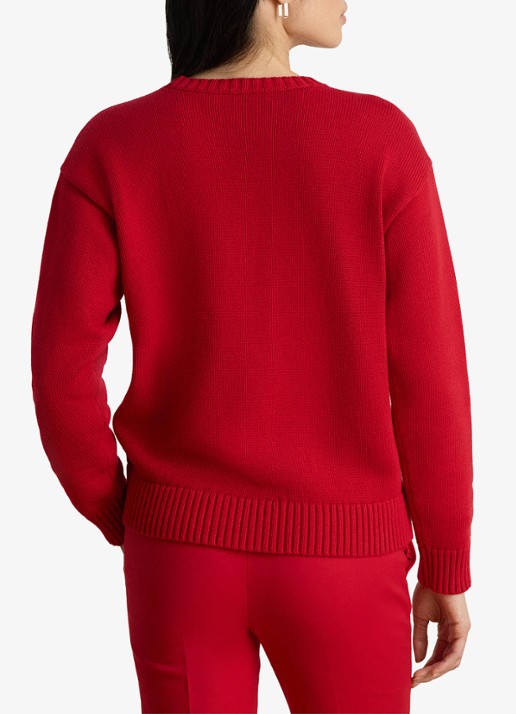 Ralph Lauren Fijngebreide trui met ingebreide print - achterkant 3 ralph red multi / rood