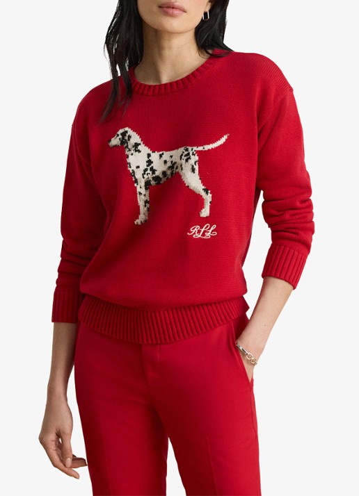 Ralph Lauren Fijngebreide trui met ingebreide print - detail 4 ralph red multi / rood