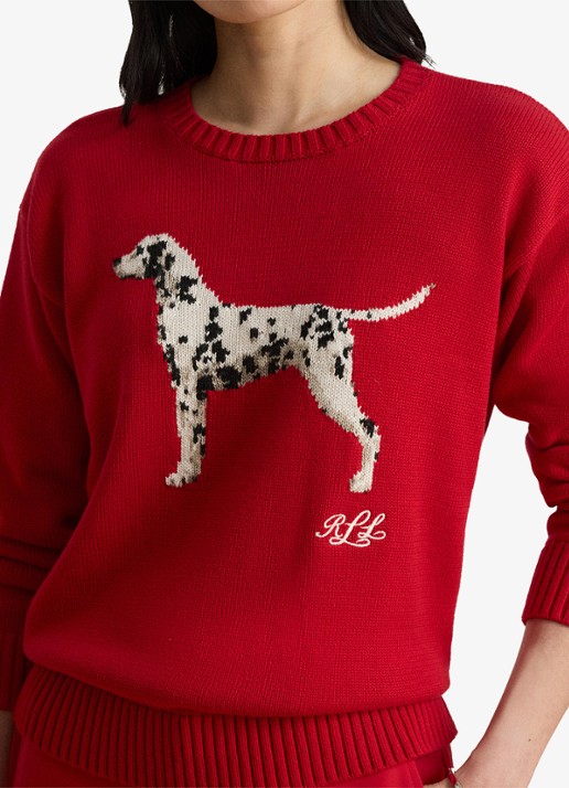 Ralph Lauren Fijngebreide trui met ingebreide print - detail 5 ralph red multi / rood