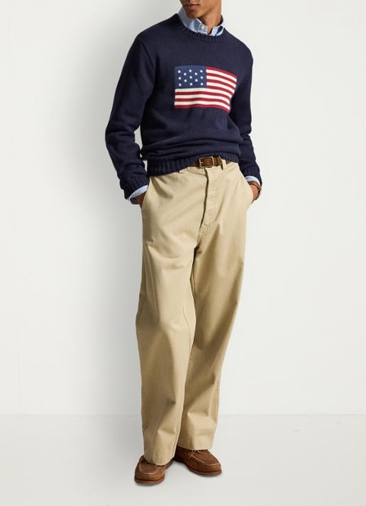 Ralph Lauren Fijngebreide trui met logo - voorkant 3 hunter navy / donkerblauw