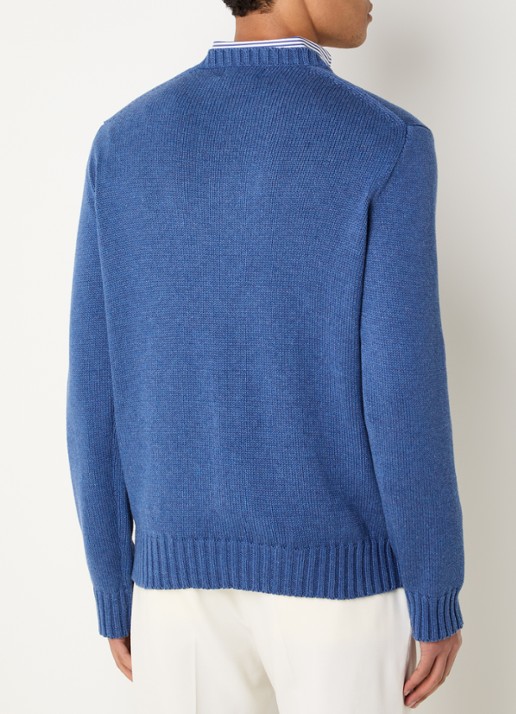 Ralph Lauren Fijngebreide trui met logo - achterkant 4 sea salt blue hthr / blauw