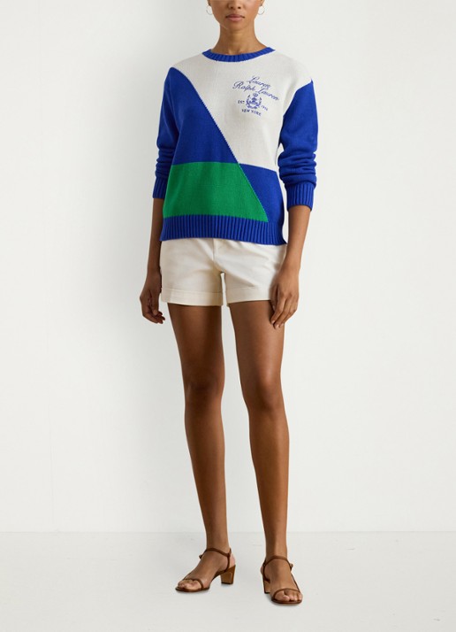 Ralph Lauren Fijngebreide trui met logoborduring - voorkant 4 kobaltblauw