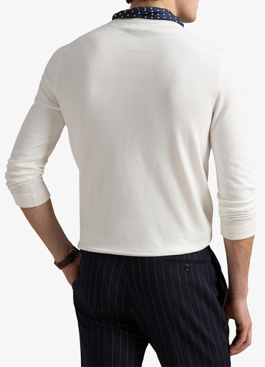Ralph Lauren Fijngebreide trui met logoborduring - achterkant 5 deckwash white / wit