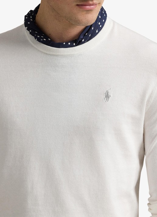 Ralph Lauren Fijngebreide trui met logoborduring - detail 2 deckwash white / wit