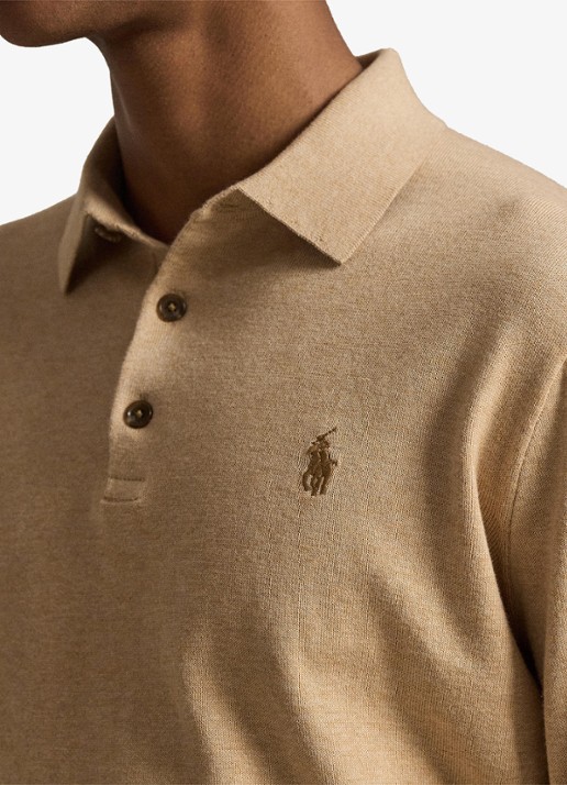 Ralph Lauren Fijngebreide trui met logoborduring - detail 3 camel melange / camel