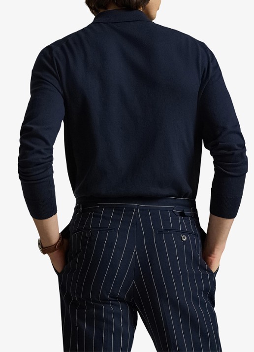 Ralph Lauren Fijngebreide trui met logoborduring - achterkant blauw