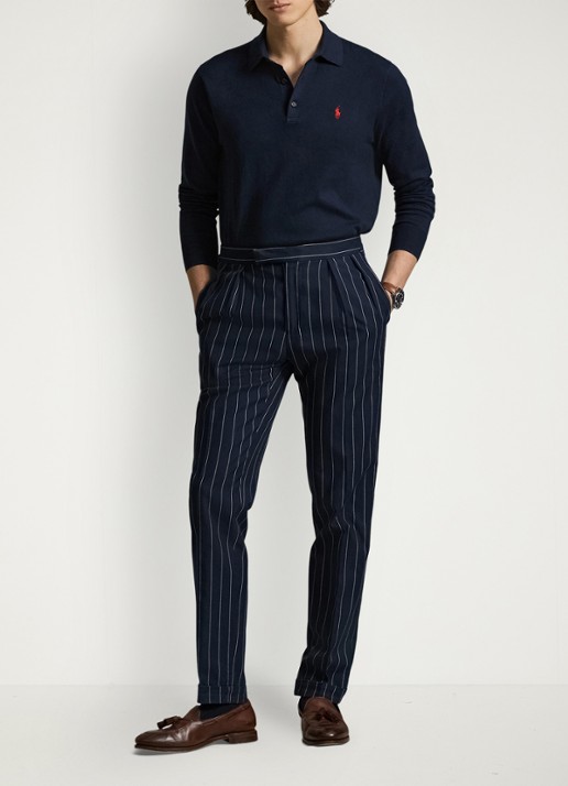 Ralph Lauren Fijngebreide trui met logoborduring - voorkant 5 blauw