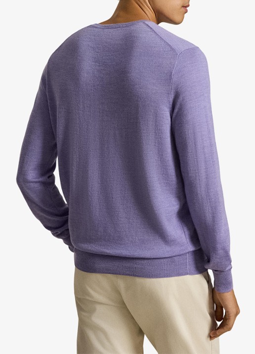 Ralph Lauren Fijngebreide trui met logoborduring - achterkant 4 honeycreeper purple heather / paars