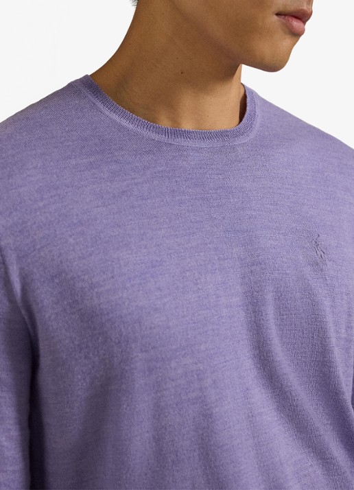 Ralph Lauren Fijngebreide trui met logoborduring - detail 2 honeycreeper purple heather / paars