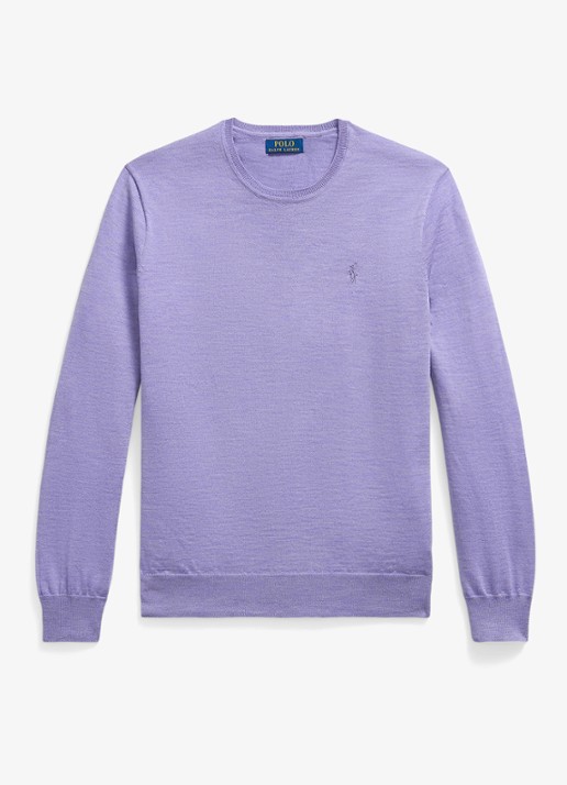 Ralph Lauren Fijngebreide trui met logoborduring - voorkant honeycreeper purple heather / paars