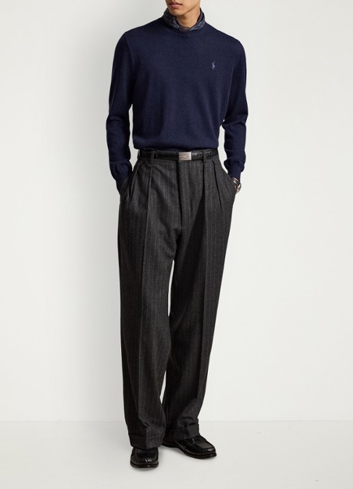 Ralph Lauren Fijngebreide trui met logoborduring - detail hunter navy / donkerblauw