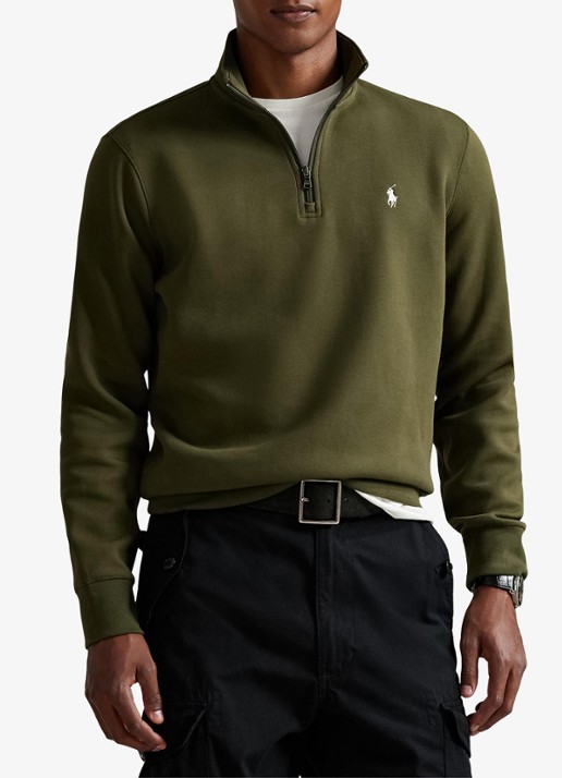 Ralph Lauren Fijngebreide trui met logoborduring - detail olijfgroen