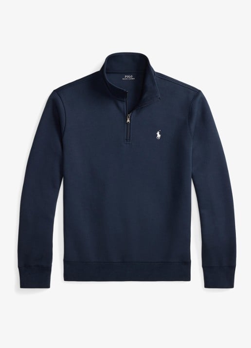 Ralph Lauren Fijngebreide trui met logoborduring - voorkant donkerblauw
