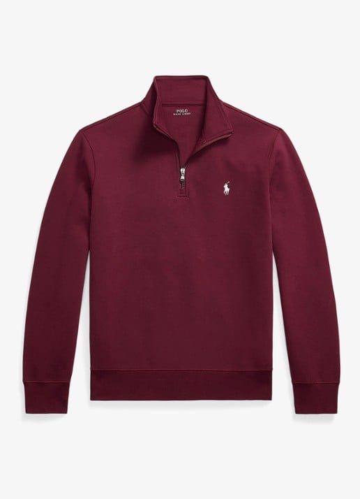 Ralph Lauren Fijngebreide trui met logoborduring - voorkant bordeauxrood