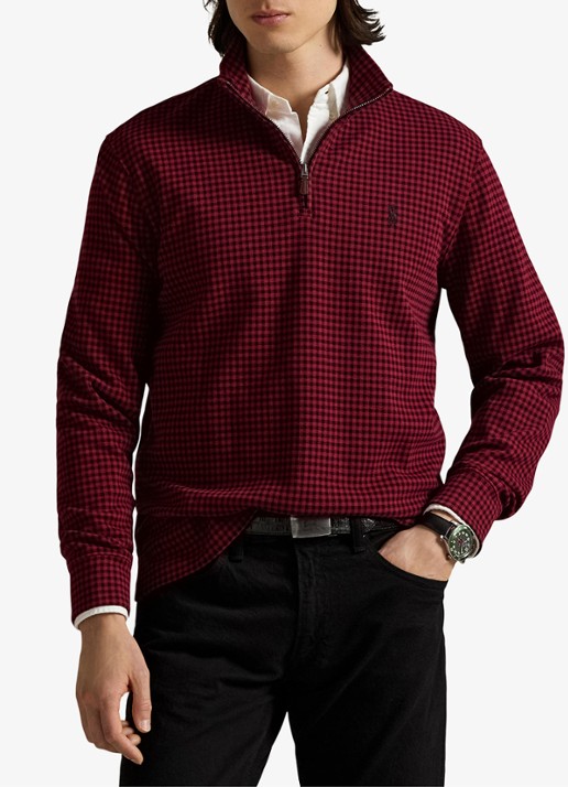 Ralph Lauren Fijngebreide trui met ruitdessin - detail 2 red / rood