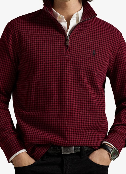 Ralph Lauren Fijngebreide trui met ruitdessin - detail 3 red / rood
