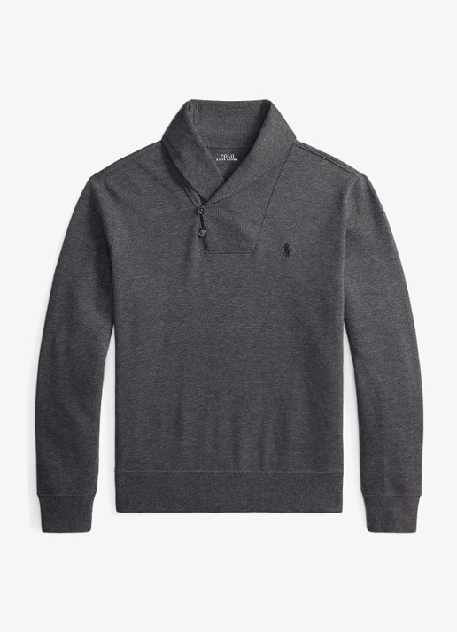 Ralph Lauren Fijngebreide trui met sjaalkraag - voorkant windsor heather / grijs