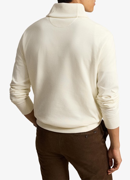 Ralph Lauren Fijngebreide trui met sjaalkraag - achterkant 3 pale cream / crème