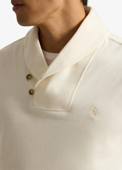 Ralph Lauren Fijngebreide trui met sjaalkraag - detail 2 pale cream / crème