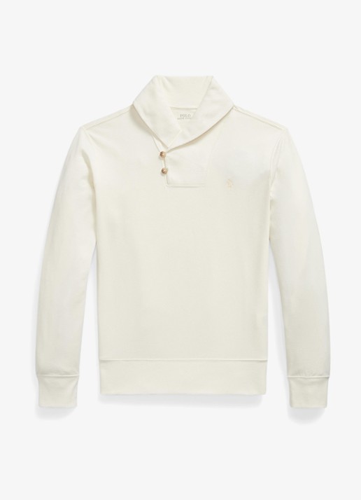 Ralph Lauren Fijngebreide trui met sjaalkraag - voorkant 4 pale cream / crème