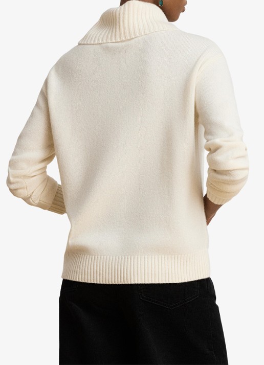 Ralph Lauren Fijngebreide trui van kasjmier met ingebreide logoprint  - achterkant 5 creme