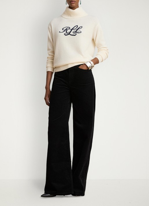 Ralph Lauren Fijngebreide trui van kasjmier met ingebreide logoprint  - voorkant 4 creme