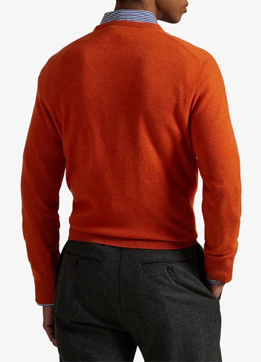 Ralph Lauren Fijngebreide trui van wol met logoborduring - achterkant 4 dark jaffa orange / oranje