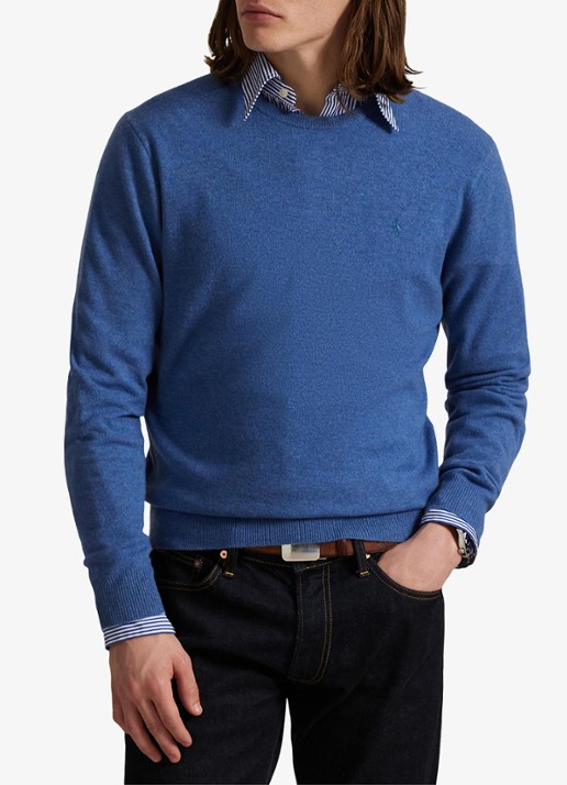 Ralph Lauren Fijngebreide trui van wol met logoborduring - detail 3 tide pool blue / blauw